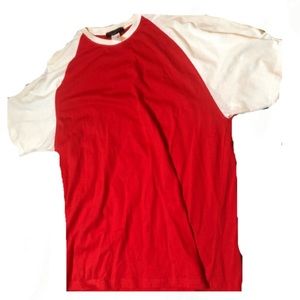 Red shirt white sleeves